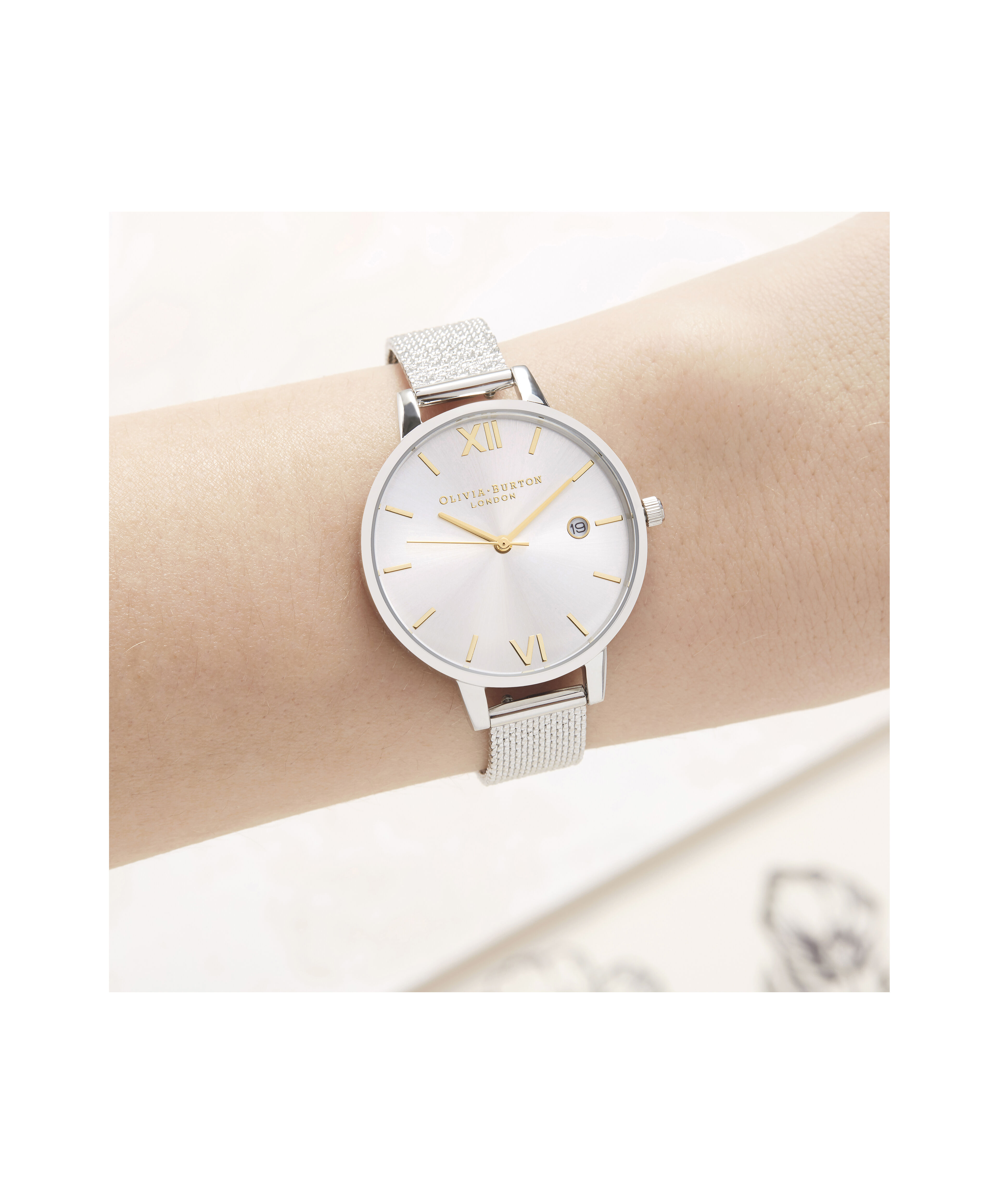 Olivia Burton Movado Company Store Sunray Demi Dial Watch with Boucle Mesh