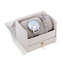 Ombre Mother Of Pearl Dial  Watch with Lilac Glitter Strap & Silver Mesh Strap Set