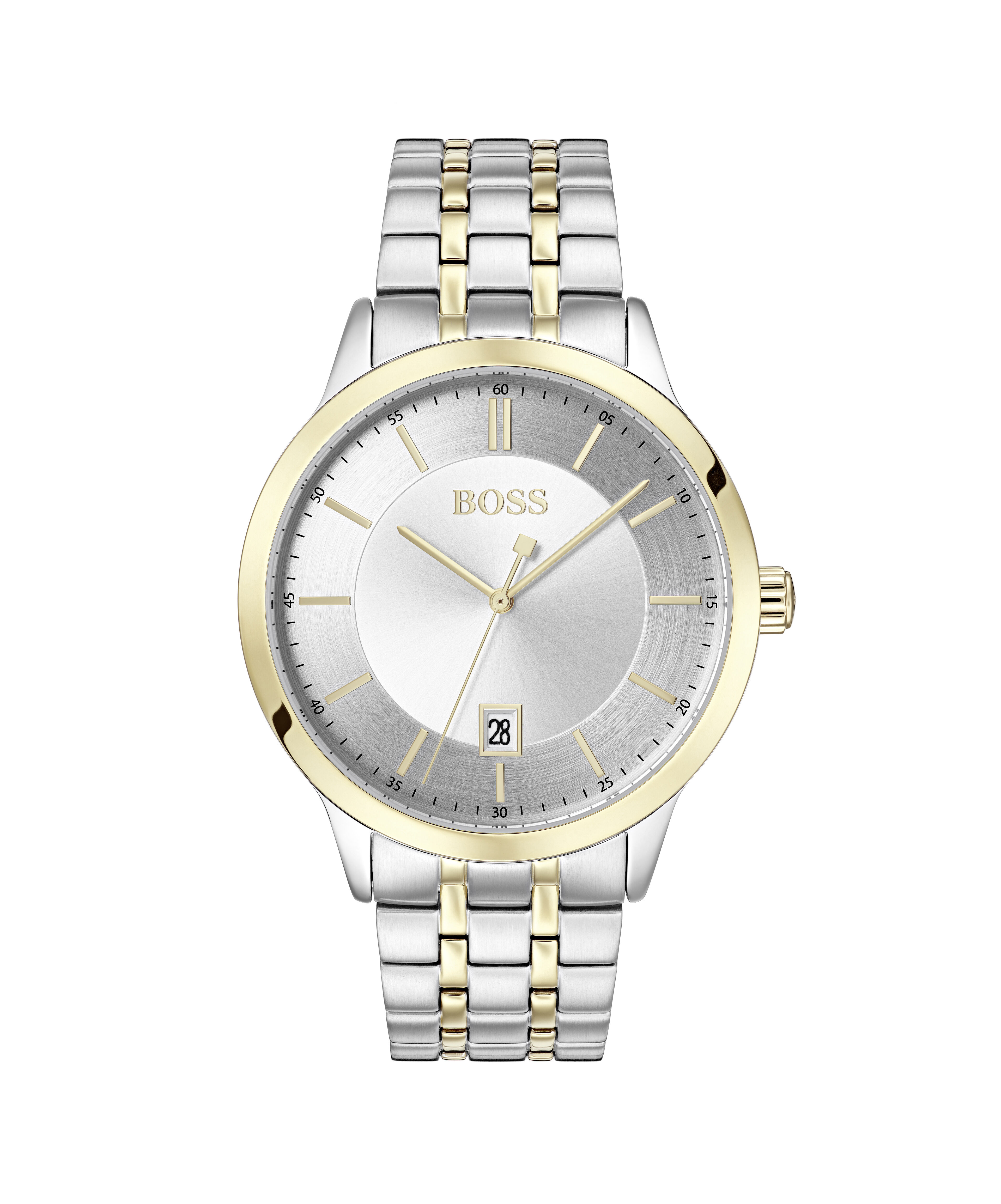 Silver and gold boss watch top