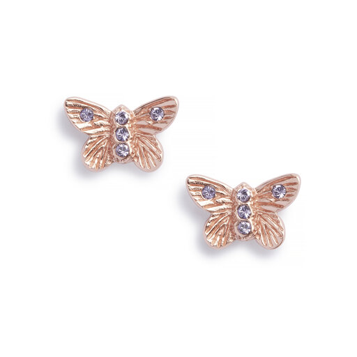 Bejewelled Butterfly Earrings Rose Gold & Tanzanite