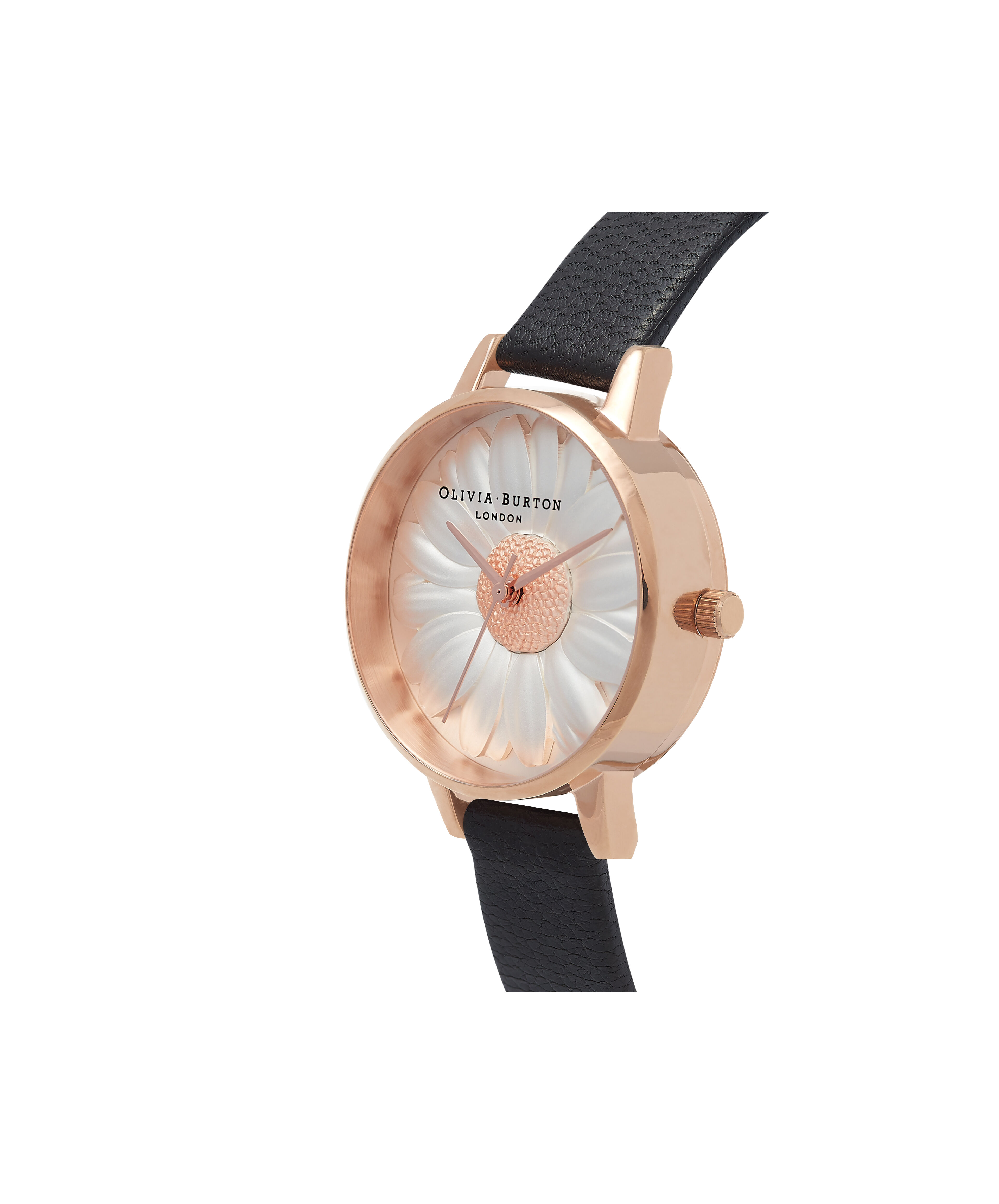 Ladies Flower Show 3D Daisy Black Rose Gold Watch Olivia Burton London
