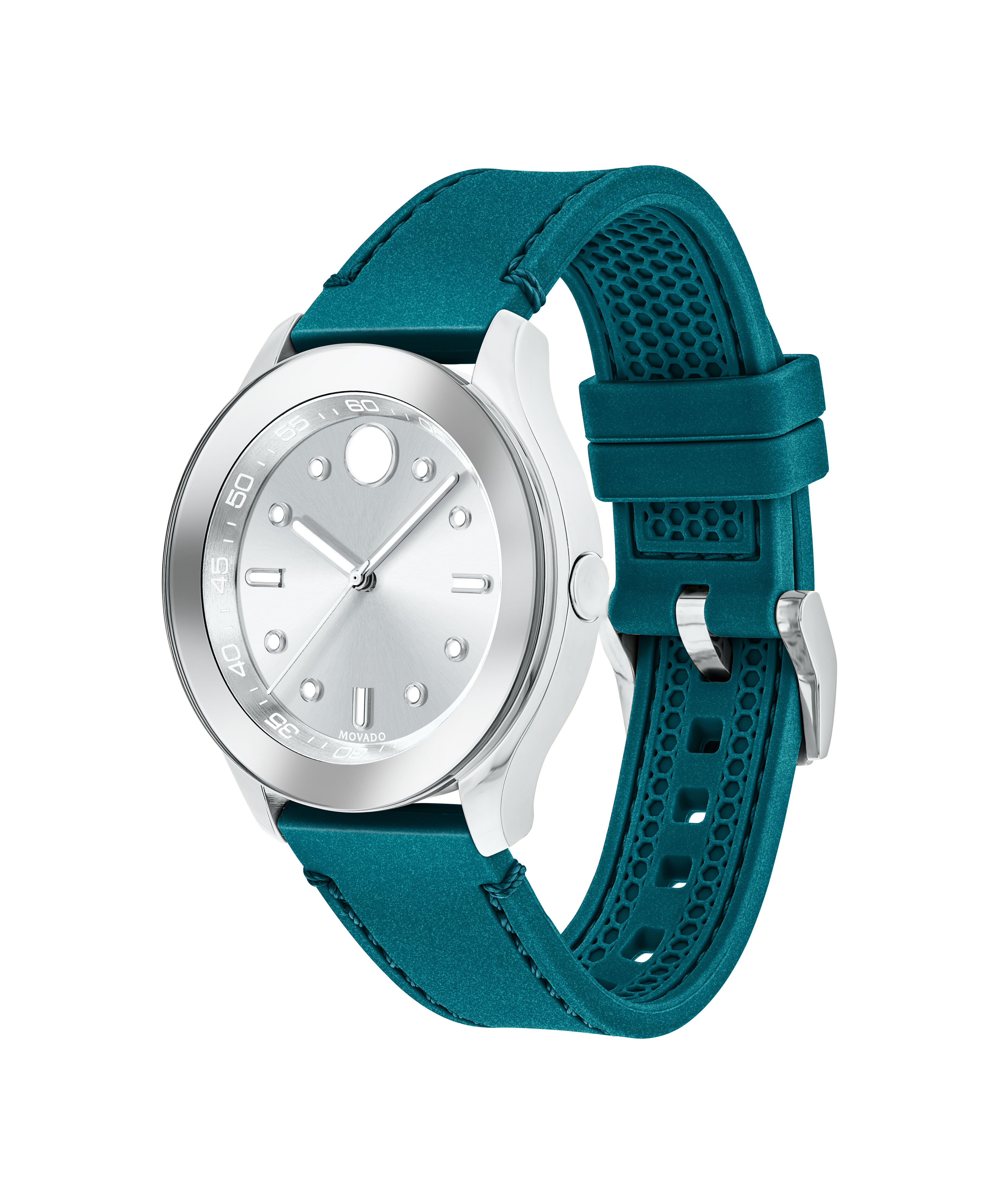 Movado Movado Company Store Movado Trend Women s green silicone strap and silver dial