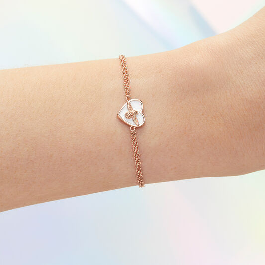 Olivia Burton Love Bug Chain Bracelet White & Rose Gold