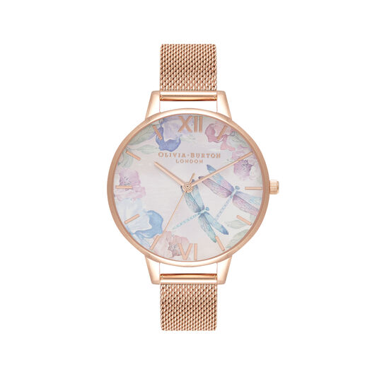 Painterly Prints 34mm Blush & Rose Gold Watch Olivia Burton London