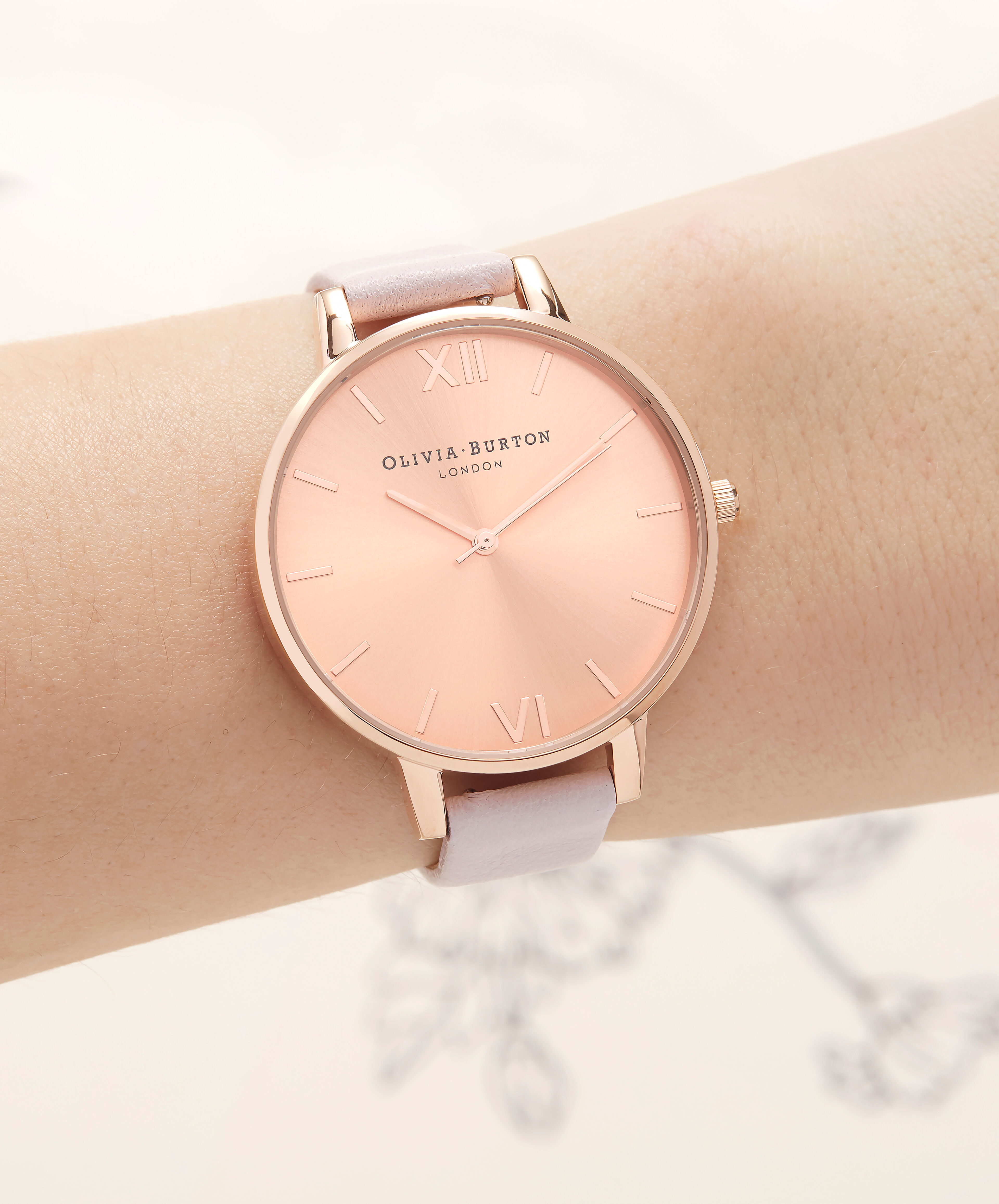 Olivia Burton Movado Company Store Ladies Sunray Dial Blossom Rose Gold