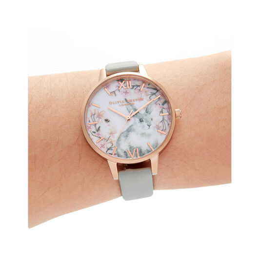 Olivia Burton Bunny Demi Vegan Grey & Rose Gold Watch