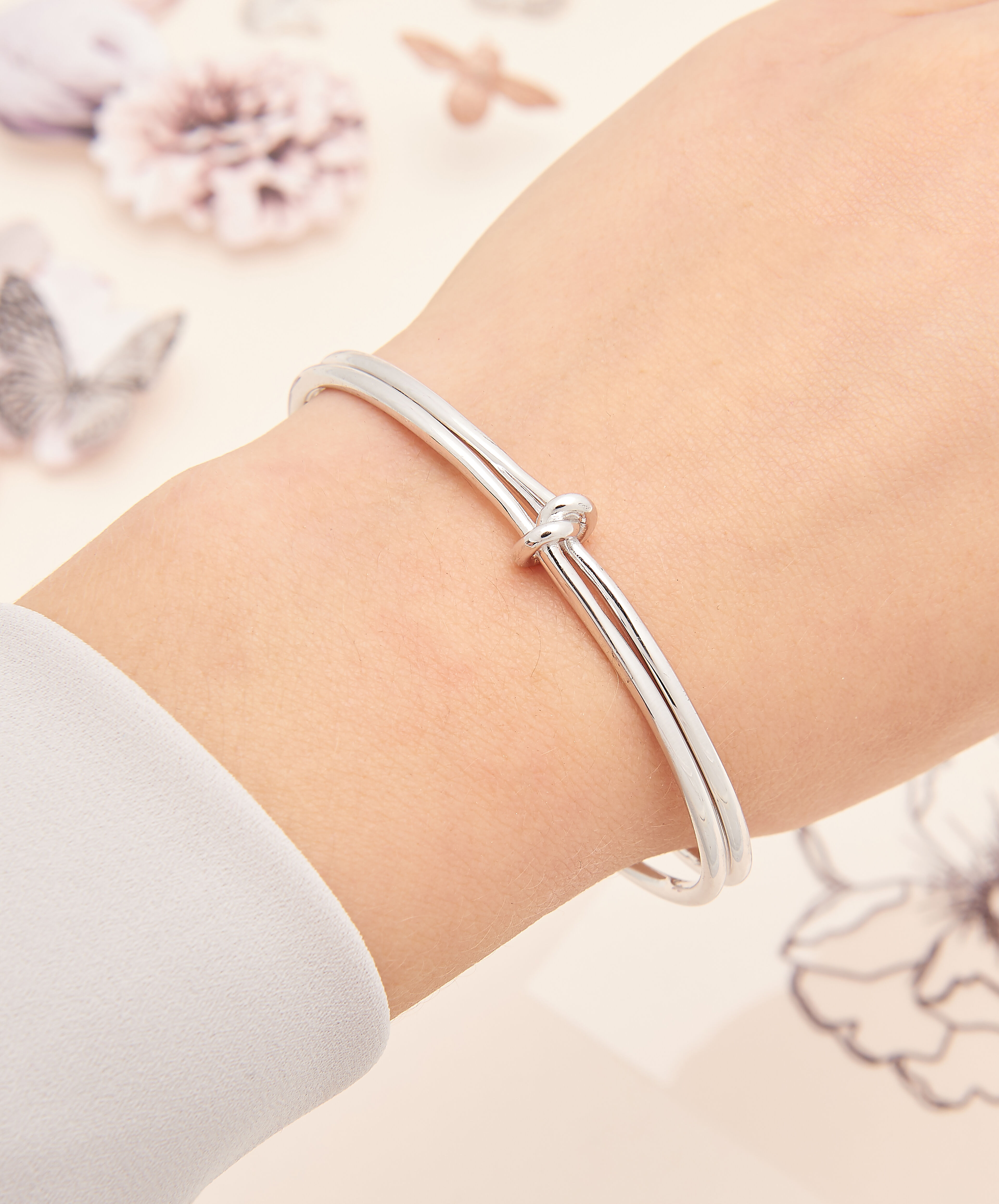 Olivia Burton Movado Company Store Ladies Forget Me Knot Cuff Bracelet Silver