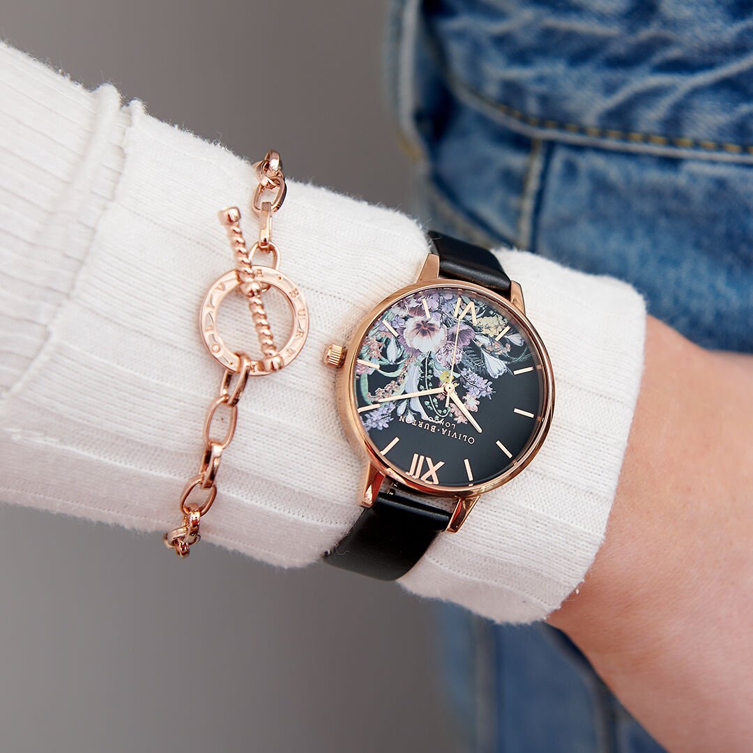 Enchanted Garden Vegan Black rose Gold Olivia Burton London