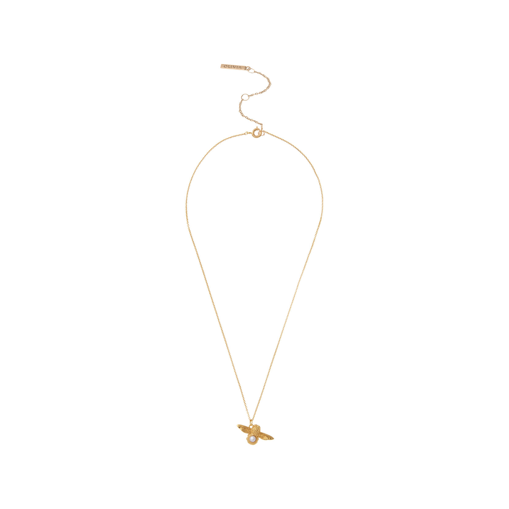 Olivia Burton Pearl Bee Pendant Necklace Gold