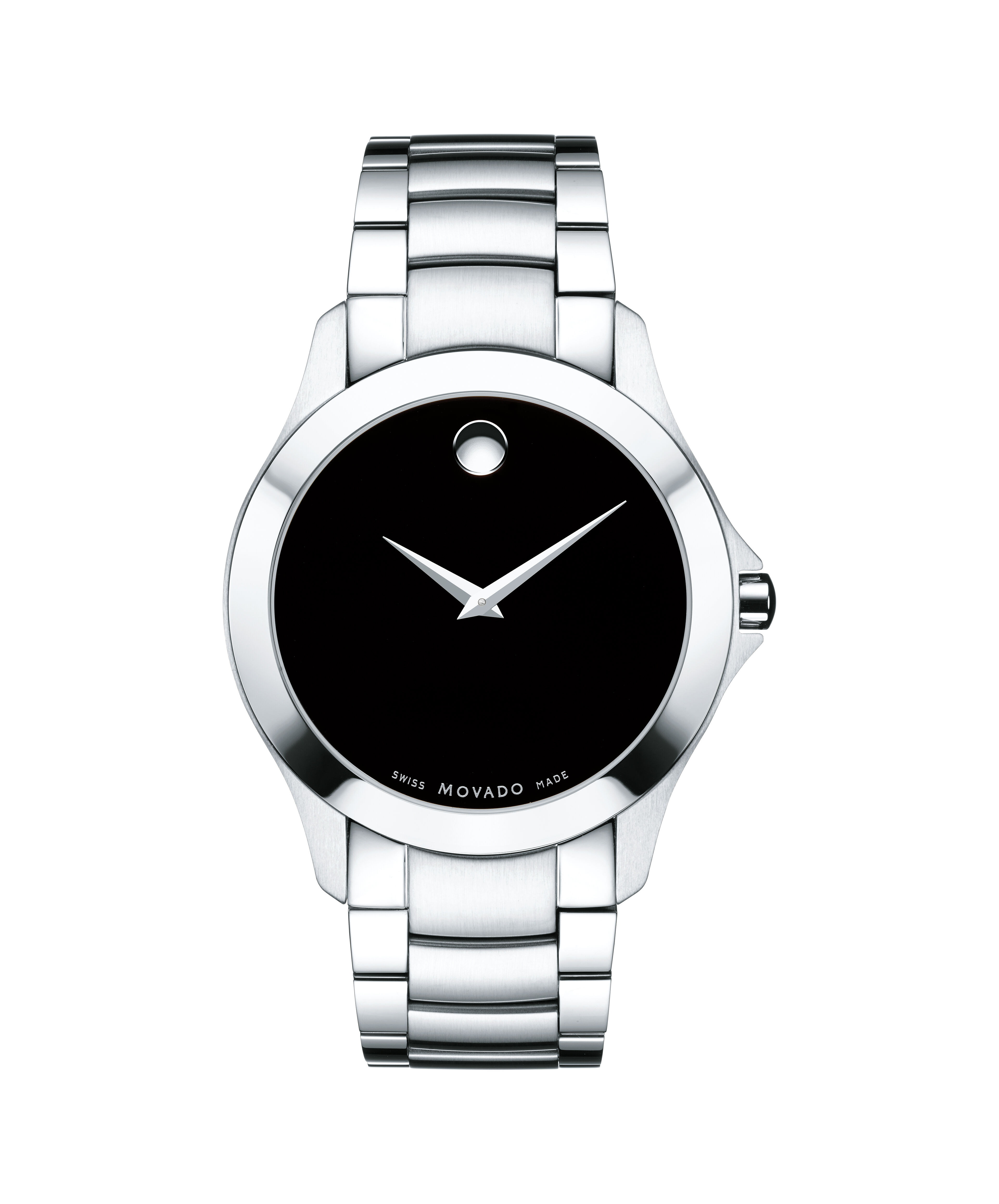 Movado Men s Movado Masino watch 40 mm stainless steel case with black Museum dial with silver toned dot and hands