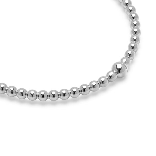 Vintage Bead Silver Hinged Women's Bracelet