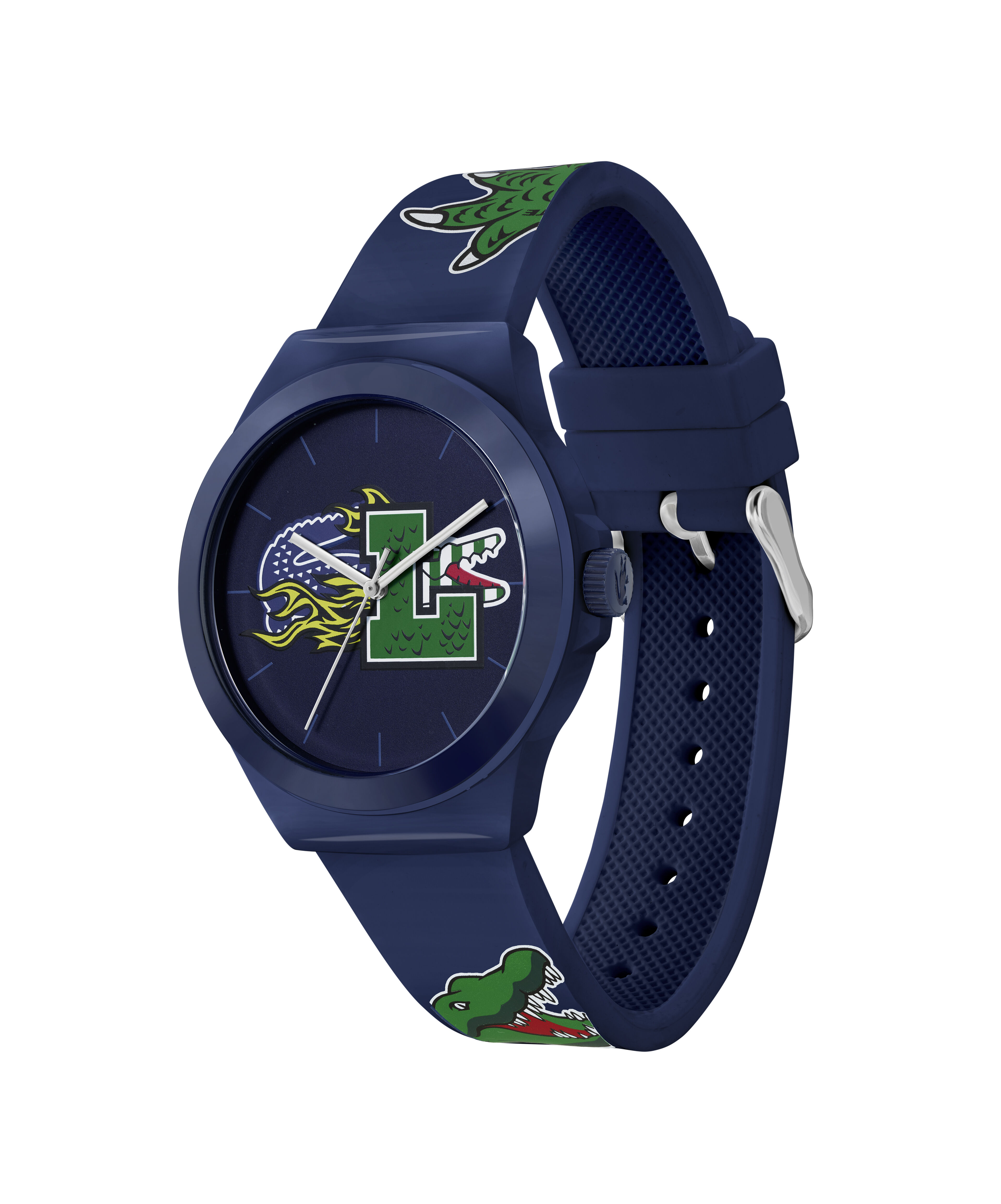 Lacoste Unisex Neocroc Three Hand Blue Silicone Strap Watch Blue