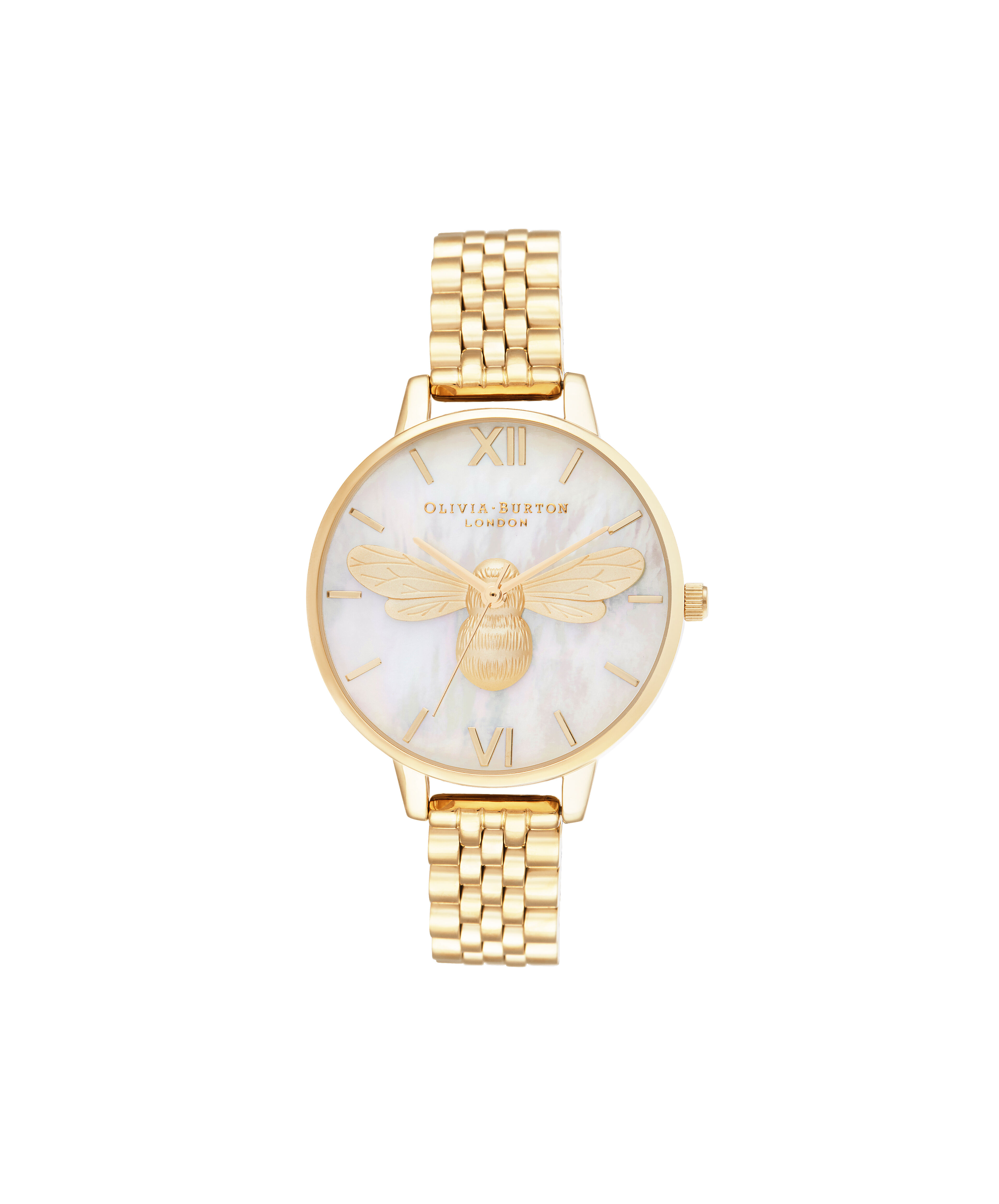 Lucky Bee 34mm White Gold Bracelet Watch Olivia Burton London
