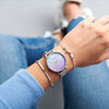 Ombre Mother Of Pearl Dial  Watch with Lilac Glitter Strap & Silver Mesh Strap Set