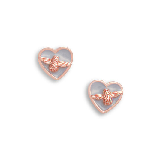 Olivia Burton Love Bug Studs Grey & Rose Gold