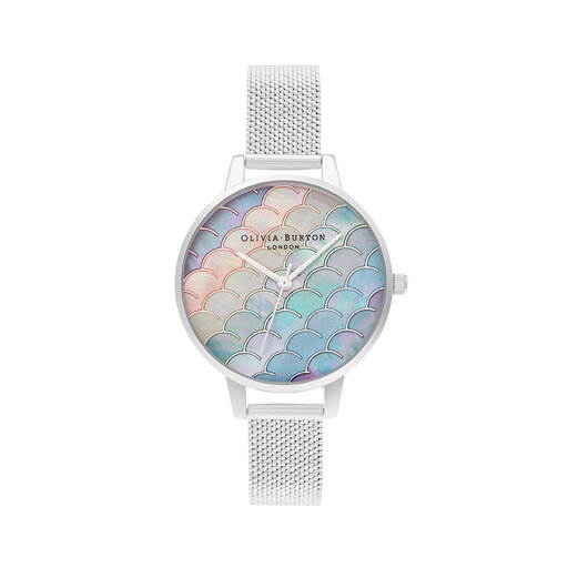 Mermaid Tail Demi Dial Silver Boucle Mesh Watch