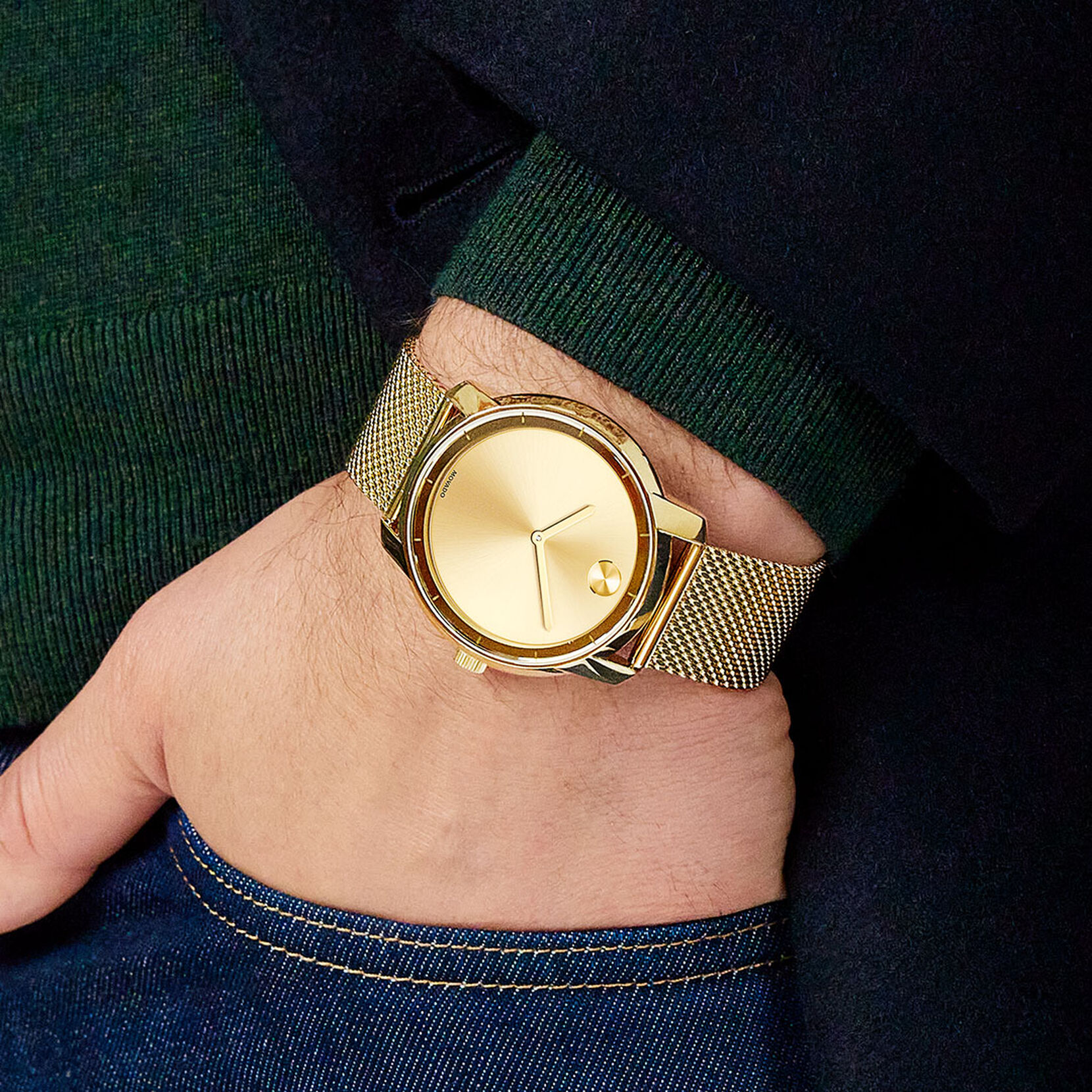 Movado | Movado Company Store | Movado Trend men's yellow gold link  bracelet watch