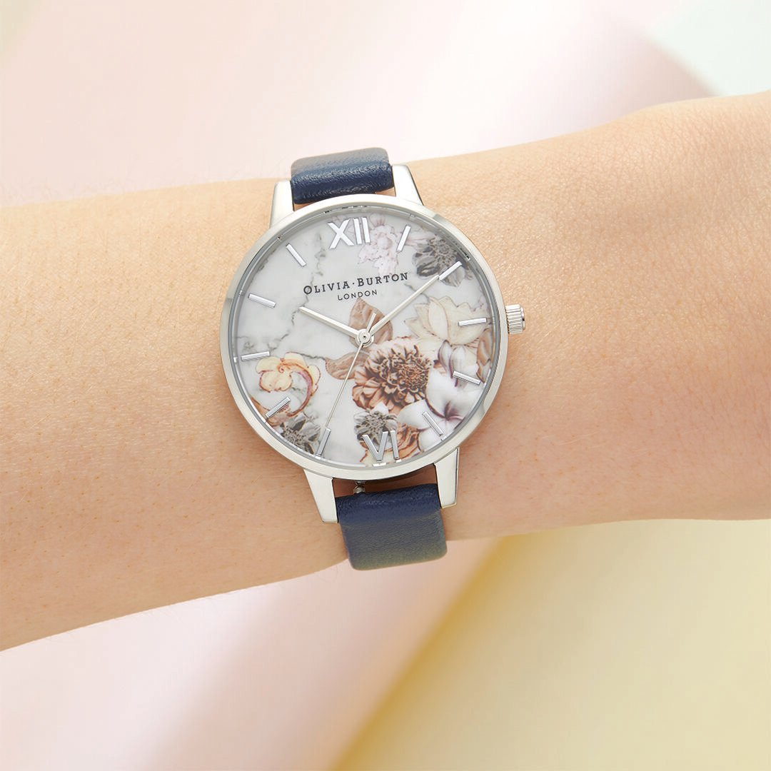Marble Florals Navy Silver Olivia Burton London
