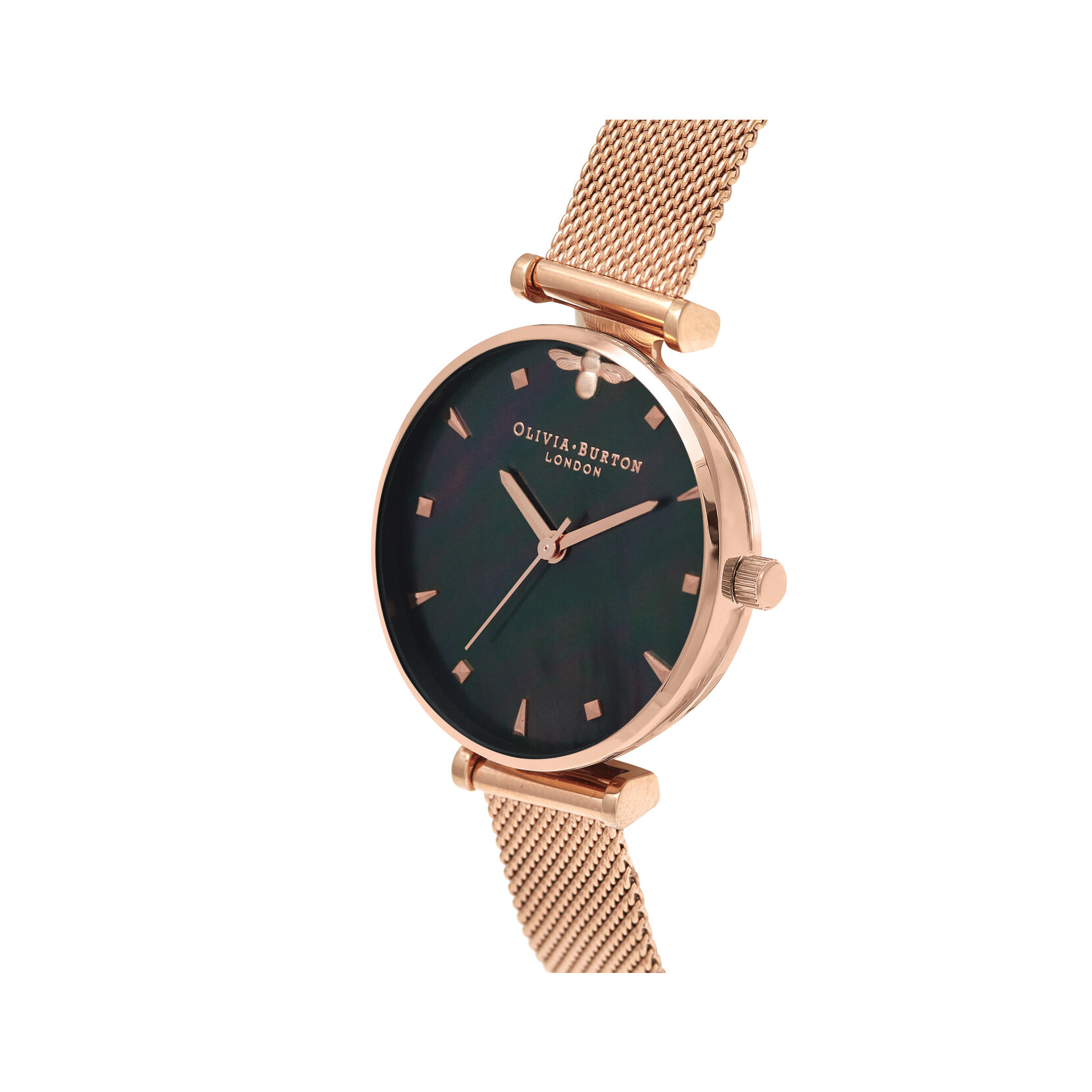 Queen Bee Black Mother of Pearl Rose Gold Mesh 