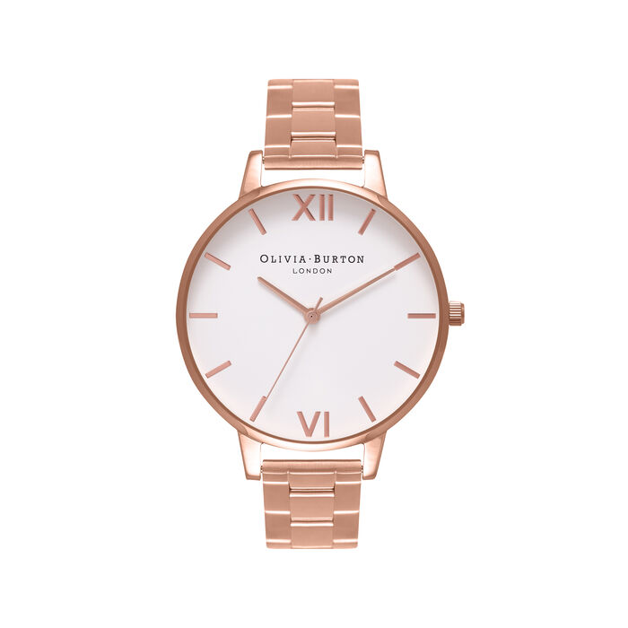 Olivia Burton White Dial Bracelet Rose Gold Women's Watch, 38mm