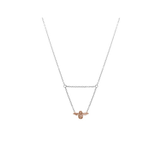 Olivia Burton 3D Bee Drop Necklace Silver & Rose Gold