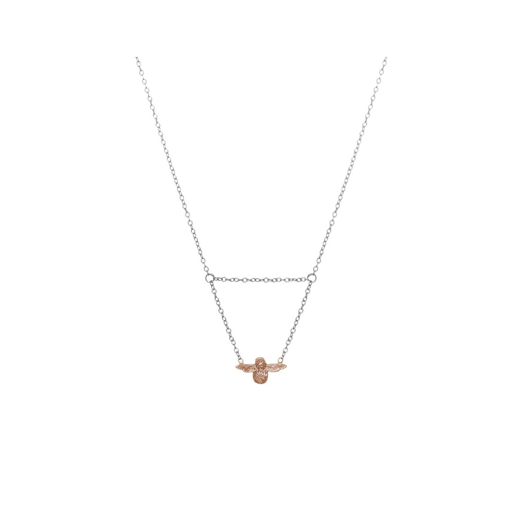 Olivia Burton 3D Bee Drop Necklace Silver & Rose Gold