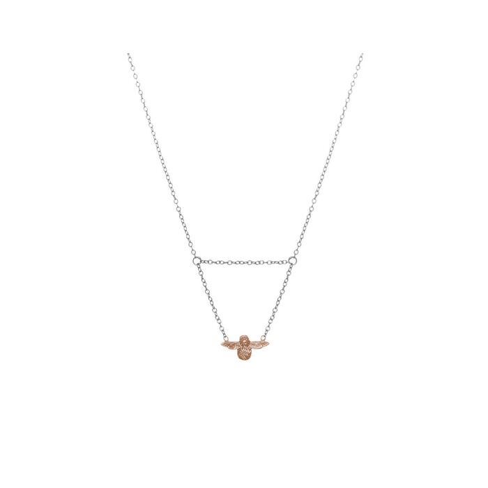 Olivia Burton 3D Bee Drop Necklace Silver & Rose Gold