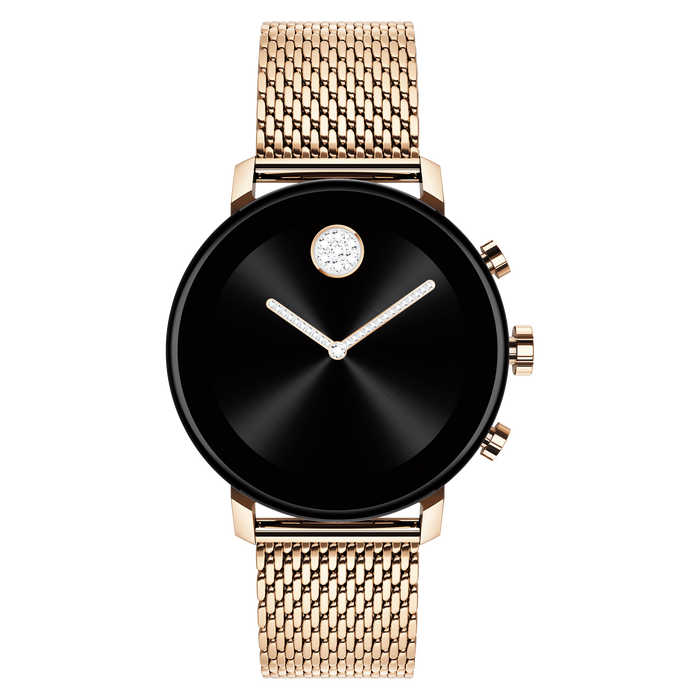 Movado Movado Connect 2.0 pale rose gold smart watch with pale rose gold mesh bracelet