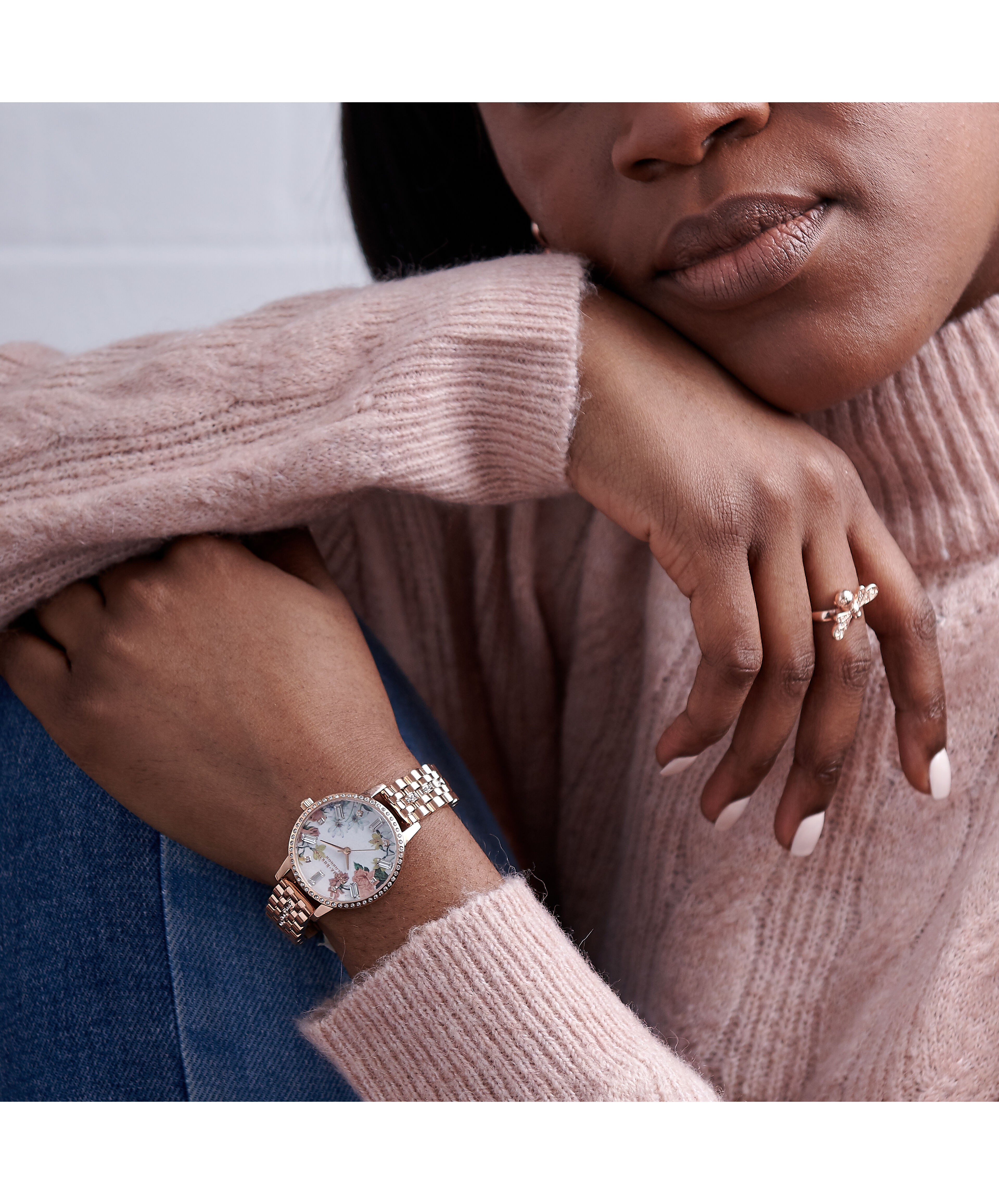 midi dial rose gold mesh bracelet watch strap