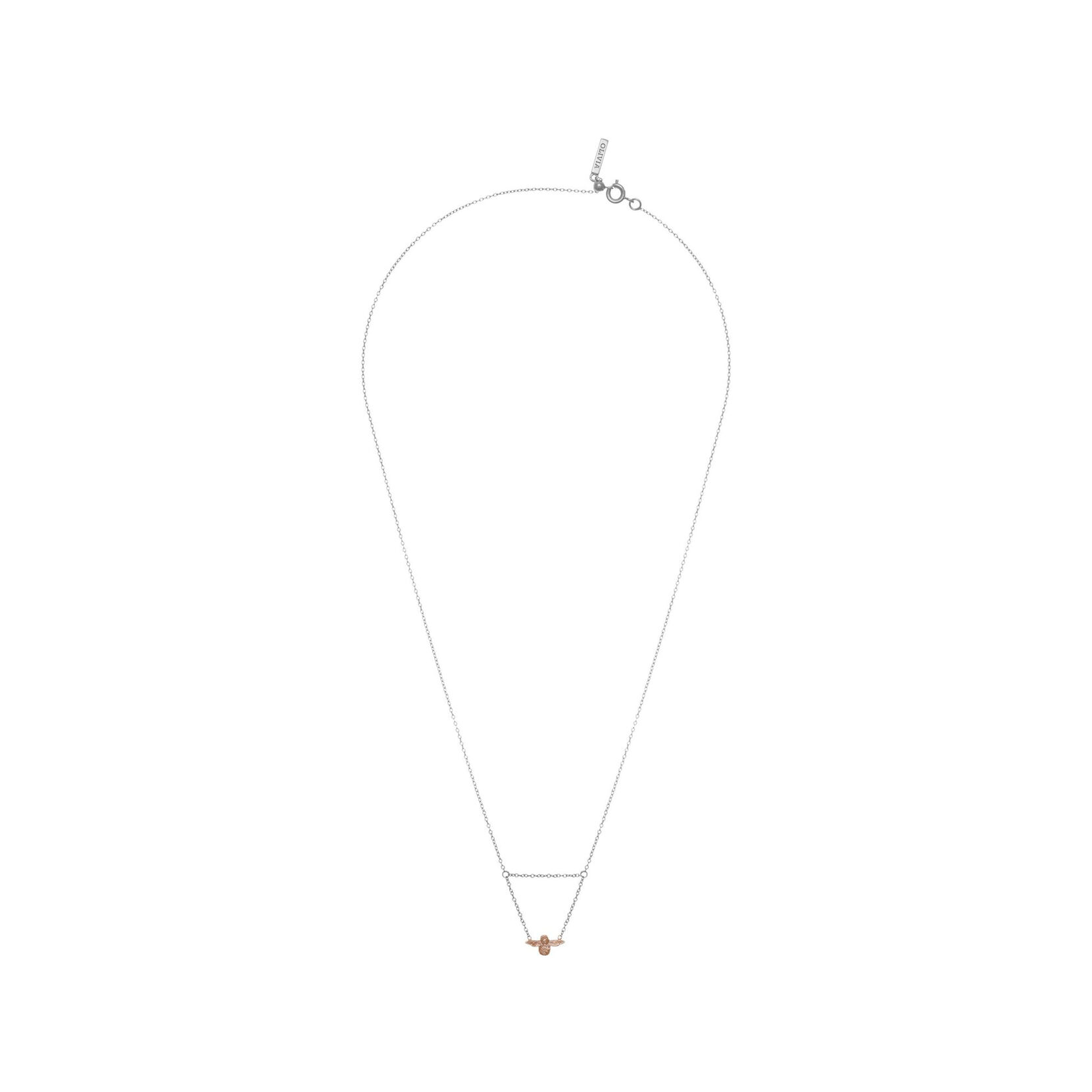 Olivia Burton 3D Bee Drop Necklace Silver & Rose Gold