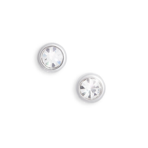Silver Round Stud Women's Earrings