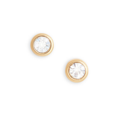 Gold Round Stud Women's Earrings