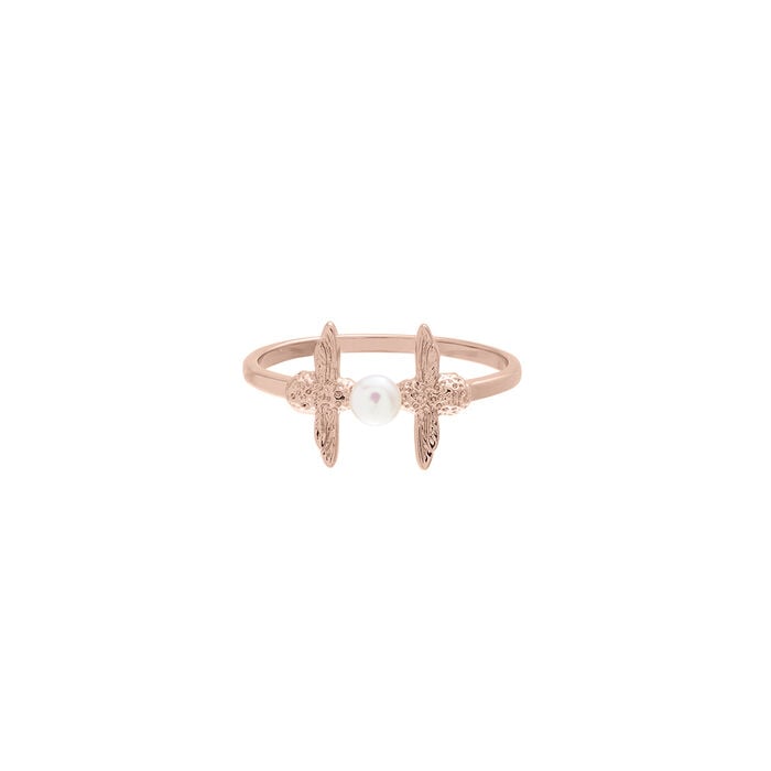 Pearl Bee Ring Rose Gold M