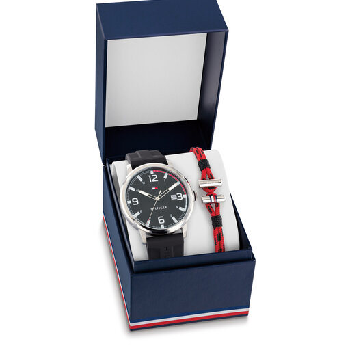 TOMMY HILFIGER MEN'S WATCH AND BRACELET GIFT SET, 44MM