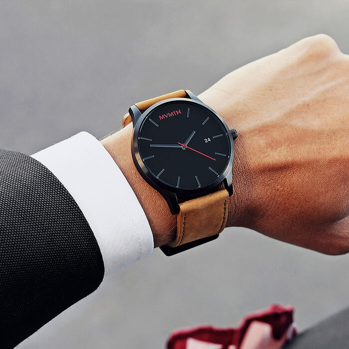 Black Tan Men's Watch, 45mm