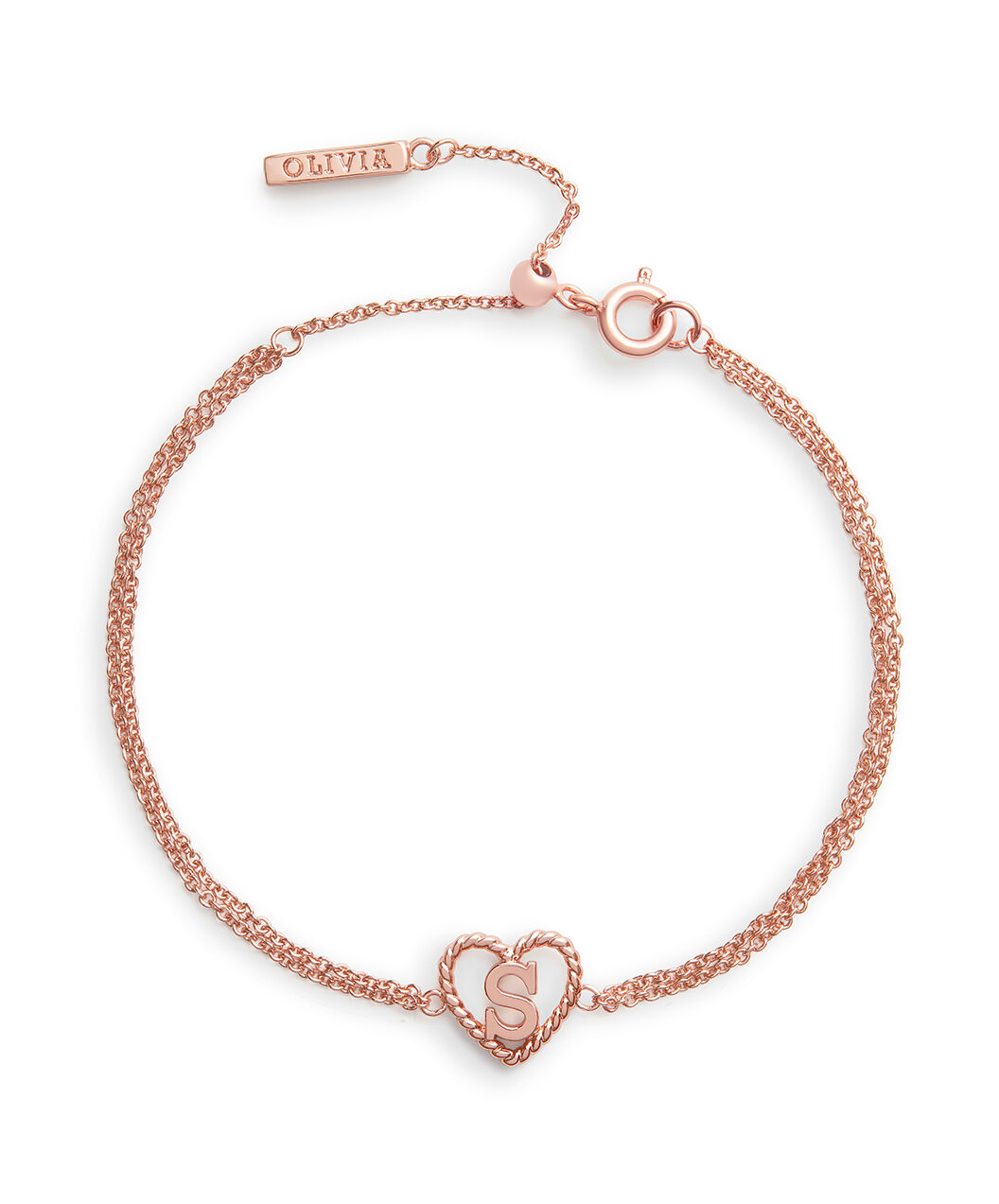 Heart Initials Heart Initial Chain Bracelet Rose Gold Olivia Burton London