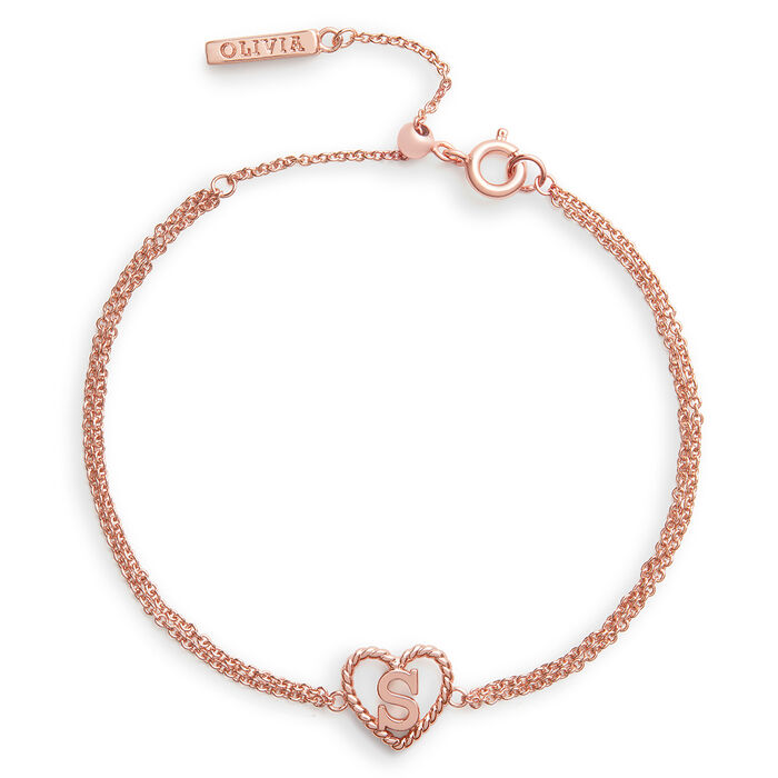 'S' Heart Initial Chain Women's Bracelet