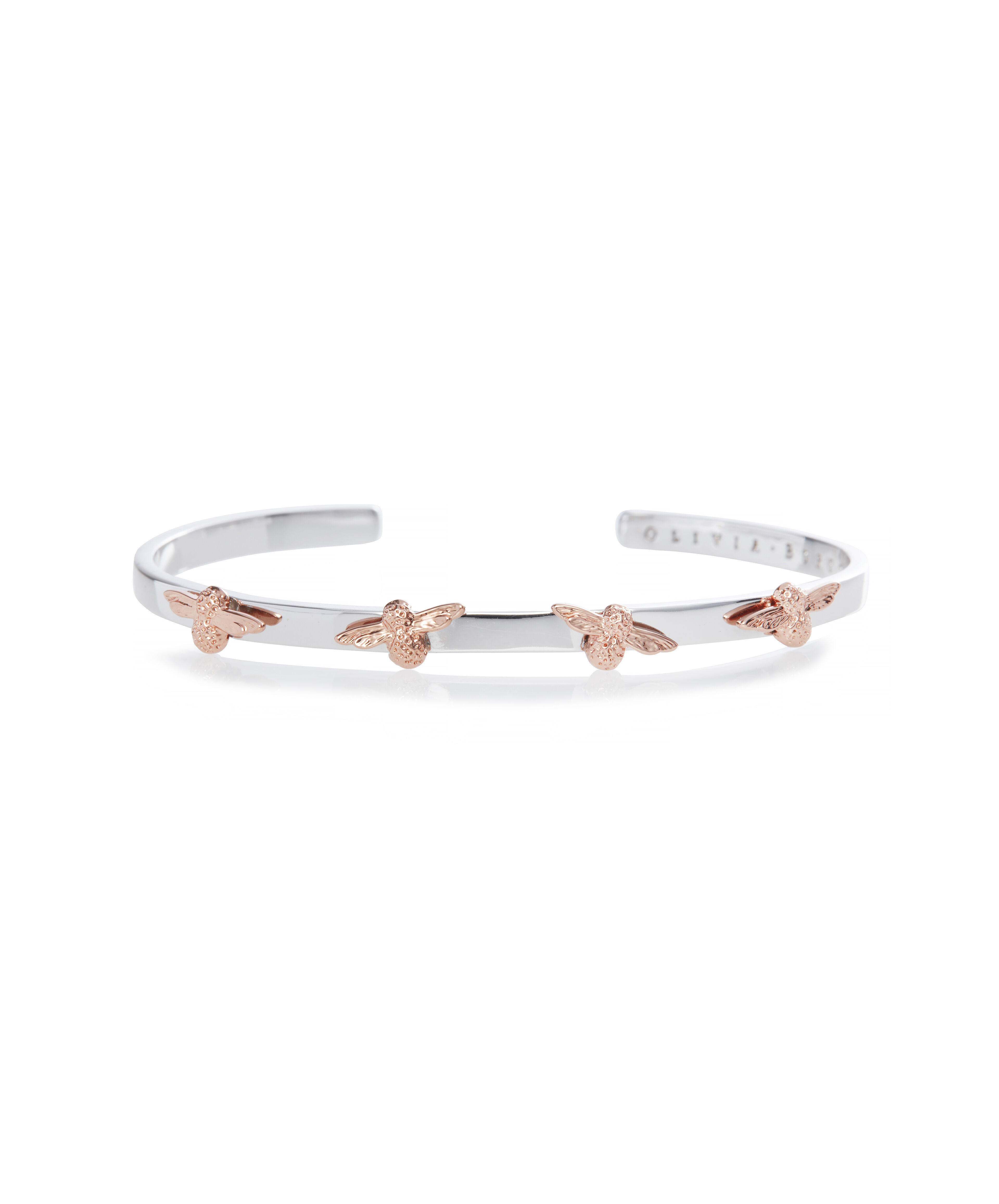 Olivia Burton Movado Company Store 3D Bee Bangle Silver Rose Gold