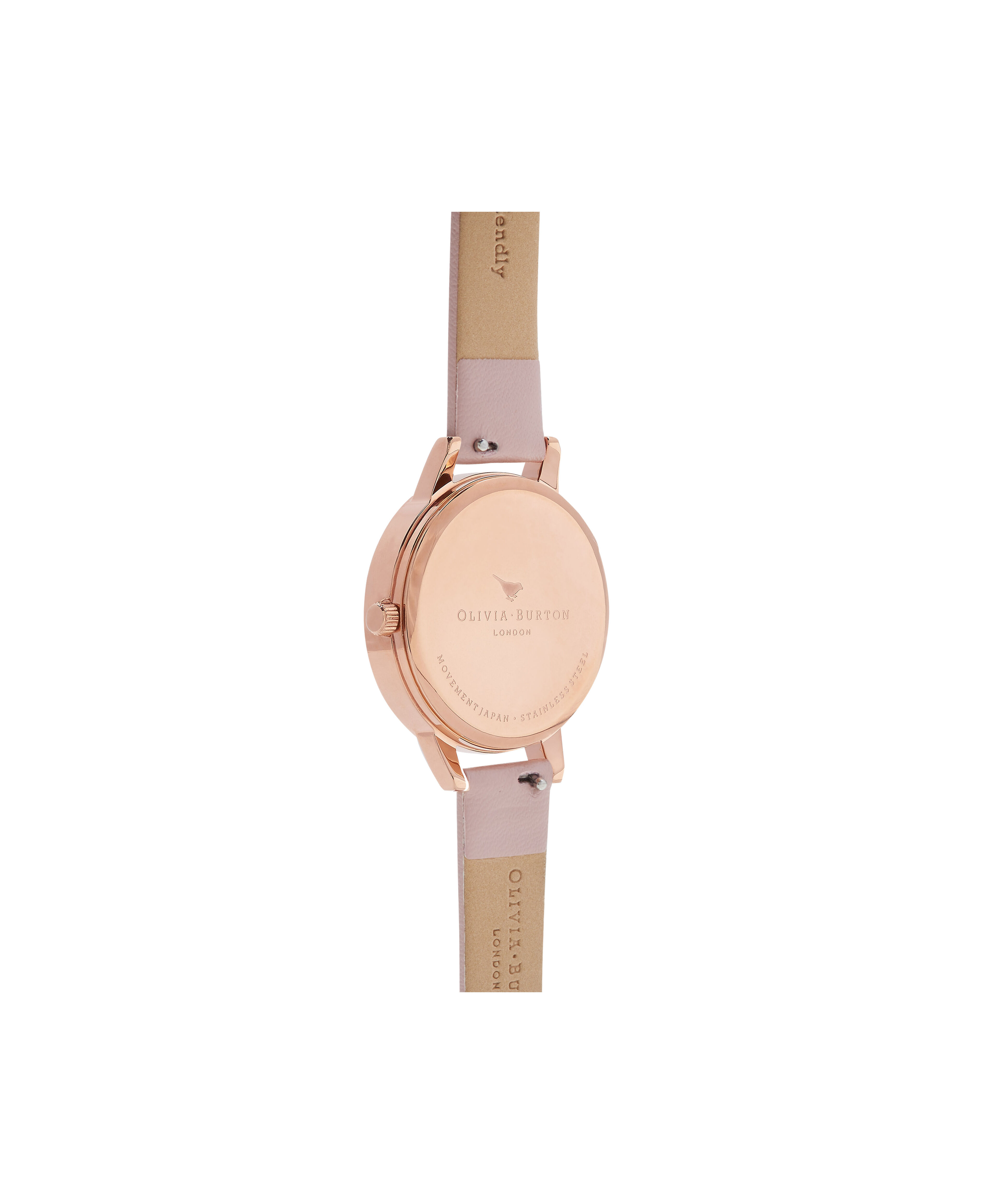 Olivia Burton Movado Company Store Ladies Semi Precious Rose Quartz Vegan Rose Sand Rose Gold