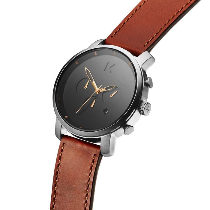MVMT Chrono Silver Natural Tan  Men's Watch, 45mm