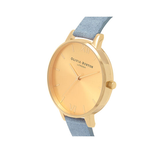 Olivia Burton Sunray Dial Chalk Blue Suede & Gold