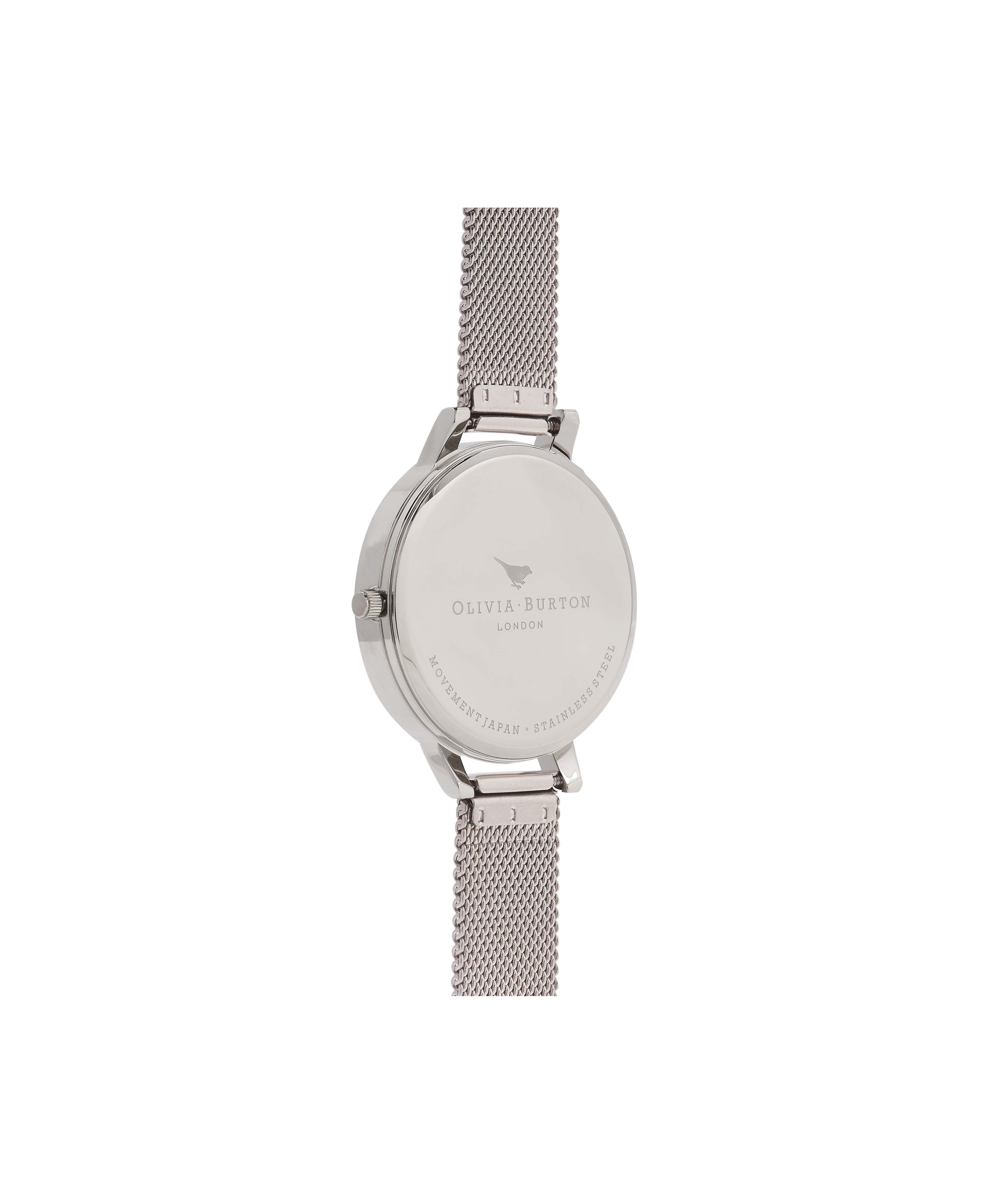 Olivia burton marble floral rose gold & silver mesh watch sales