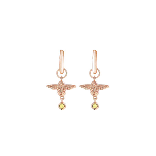 Olivia Burton Mom to Bee Huggie Hoop Yellow & Rose Gold
