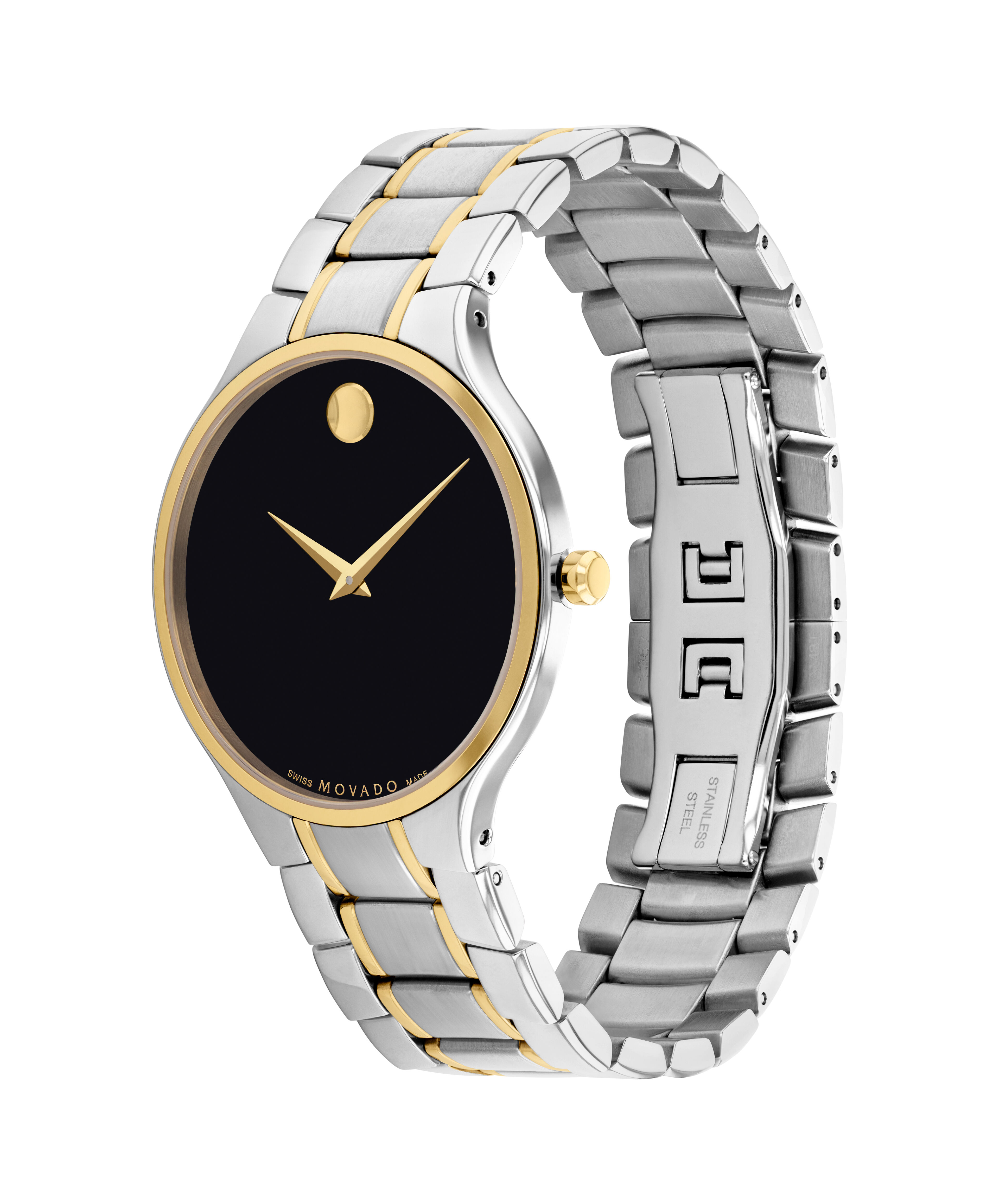 Movado Movado Company Store Men s Serio watch 38mm stainless steel and yellow gold PVD finished case and link bracelet