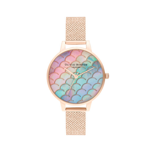 Mermaid Tail Demi Dial Rose Gold Boucle Mesh Watch