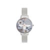 3D Bee, Bejewelled Floral Silver Watch