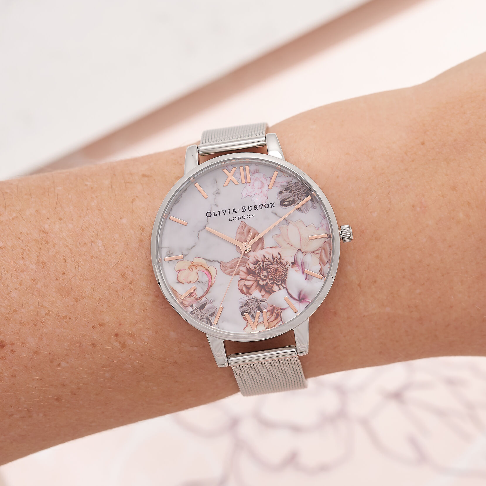 Marble Floral Women's Watch, 38mm