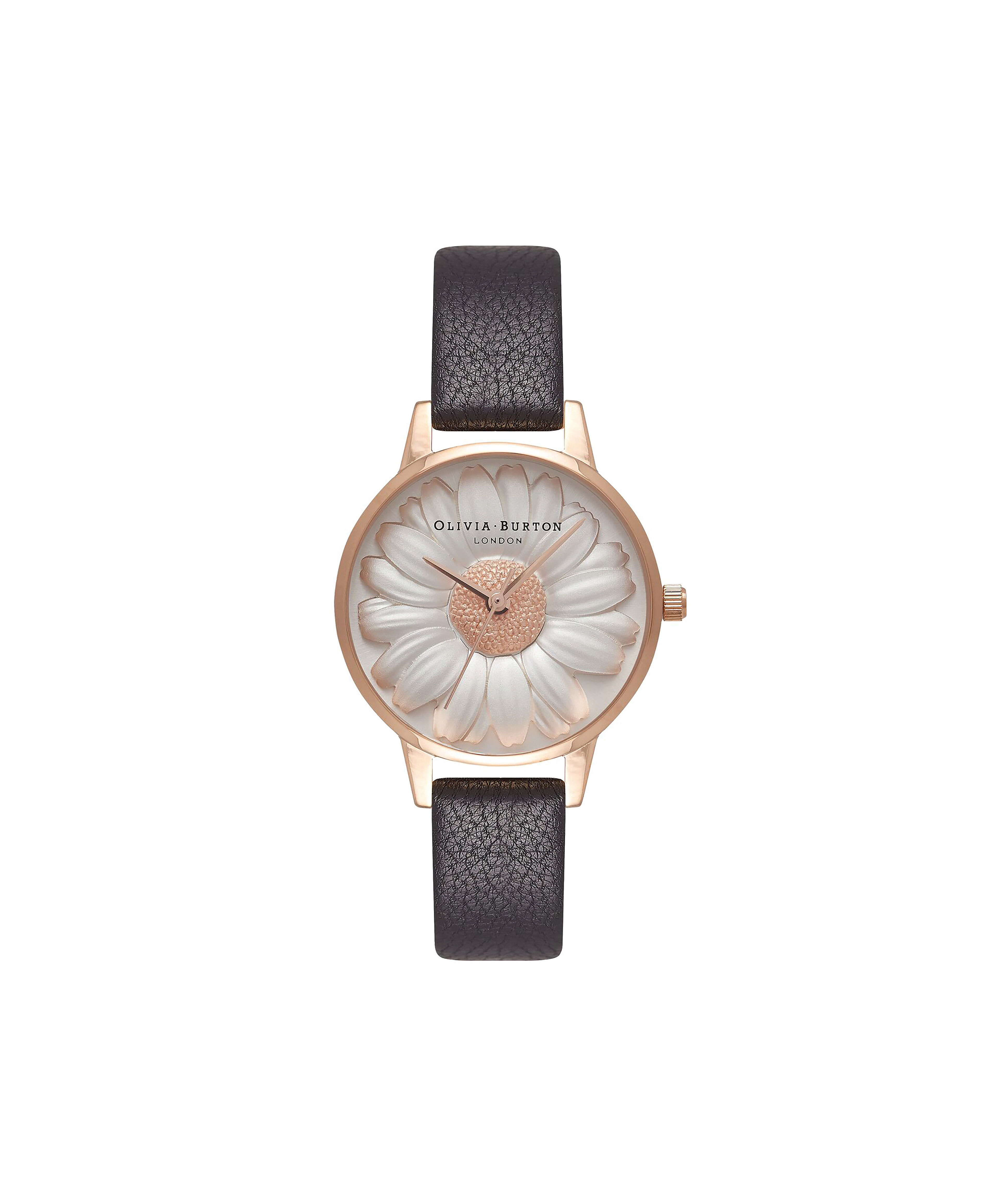 Olivia burton black store rose gold watch