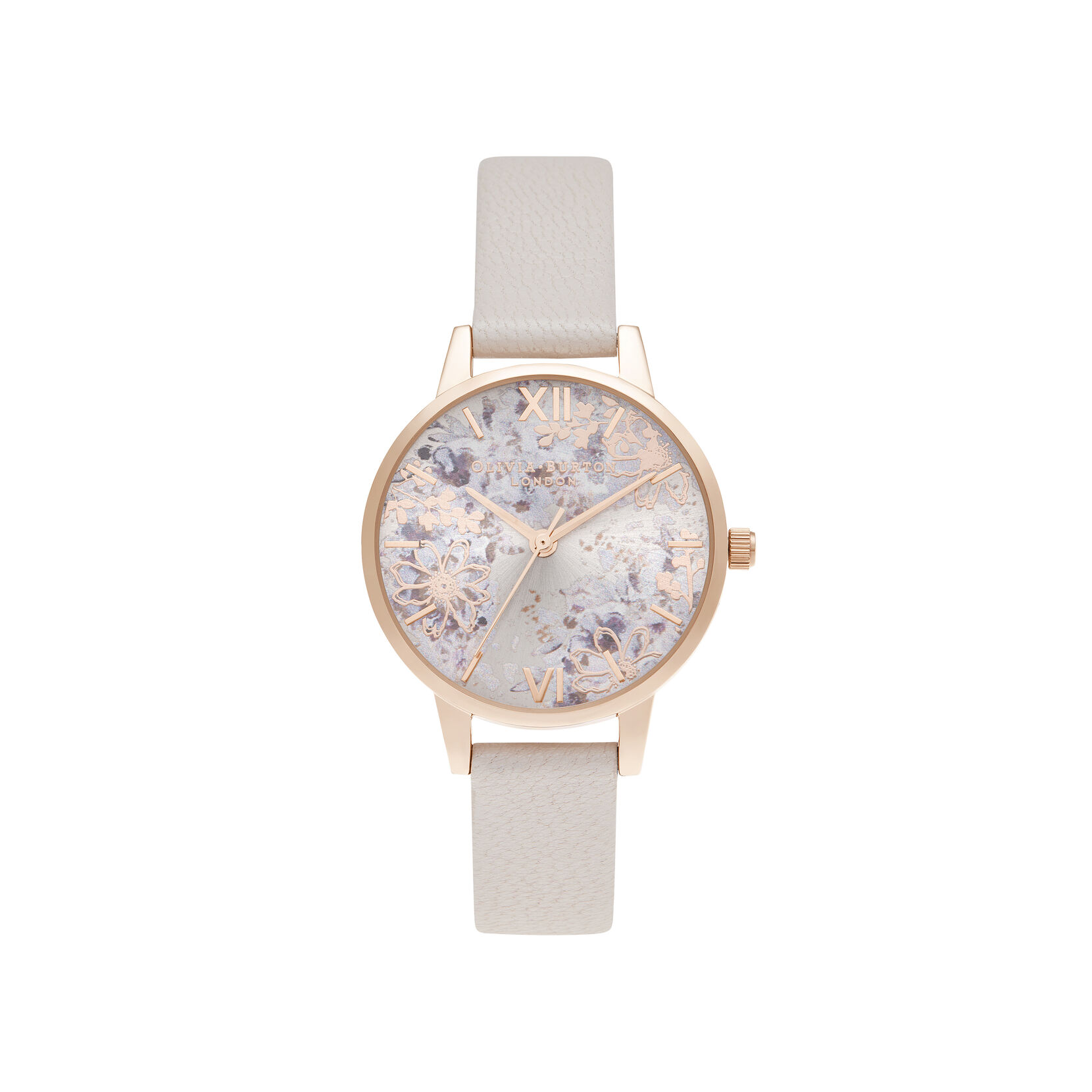 Abstract Floral Midi Pearl Pink & Rose Gold Watch
