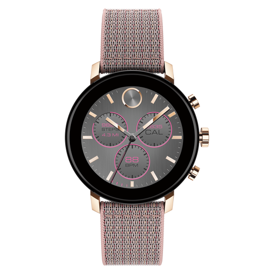 Movado Movado Connect 2.0 pale rose gold smart watch with pink